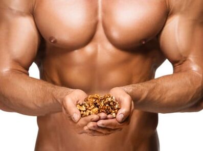 By eating nuts, a man will provide himself with good strength